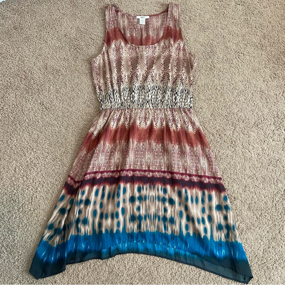 NWOT Bar III Asymmetrical Sleeveless Lightweight Tank Dress Colorful Medium